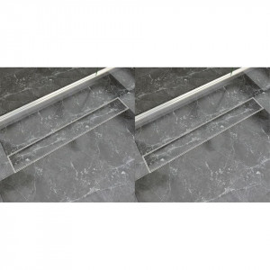 Rigolă liniară de duș, 2 buc., 830 x 140 mm, oțel inoxidabil - Img 1