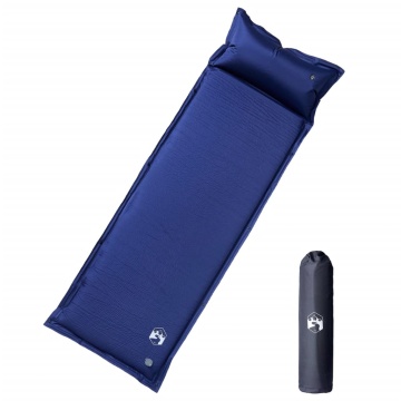 Saltea de camping auto-gonflabilă cu pernă 1 persoană bleumarin - Img 1