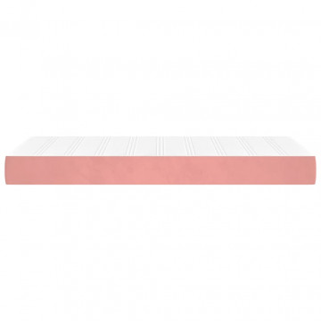Saltea de pat cu arcuri, roz, 100x200x20 cm, catifea - Img 4