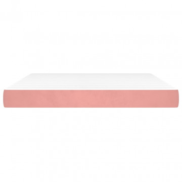 Saltea de pat cu arcuri, roz, 180x200x20 cm, catifea - Img 3