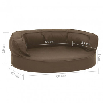 Saltea ergonomică pat de câini, maro, 60x42 cm aspect in/fleece - Img 6