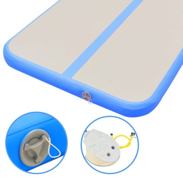 Saltea gimnastică gonflabilă cu pompă albastru 500x100x10cm PVC - Img 10
