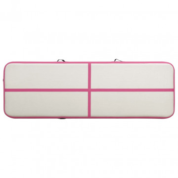 Saltea gimnastică gonflabilă cu pompă roz 300x100x15 cm PVC - Img 8