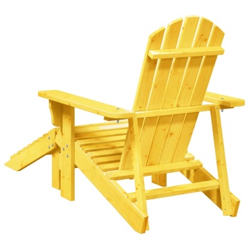 Scaun Adirondack cu taburet, galben, lemn masiv de brad - Img 6