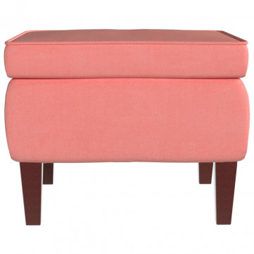 Scaun cu picioare din lemn, roz, catifea - Img 4