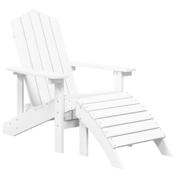 Scaun de grădină Adirondack cu masă și taburet, alb, HDPE - Img 3