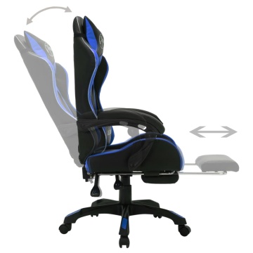 Scaun de jocuri cu LED RGB, albastru și negru, piele ecologică - Img 8