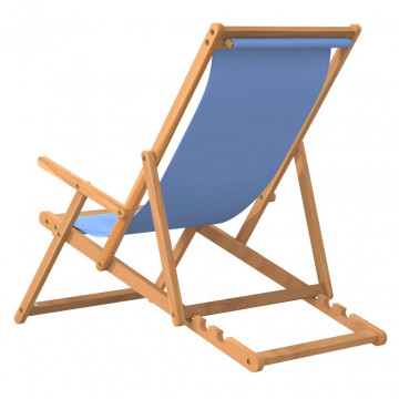 Scaun de plajă pliabil, albastru, lemn masiv de tec - Img 8