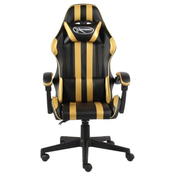 Scaun de racing, negru și auriu, piele ecologică - Img 2