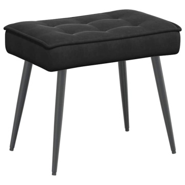 Scaun de relaxare cu taburet, negru, catifea - Img 5