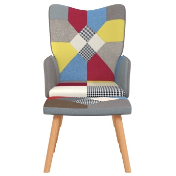 Scaun de relaxare cu taburet, textil, petice - Img 3