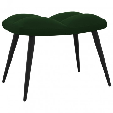 Scaun de relaxare cu taburet, verde închis, catifea - Img 5