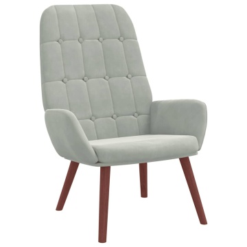 Scaun de relaxare, gri deschis, catifea - Img 2