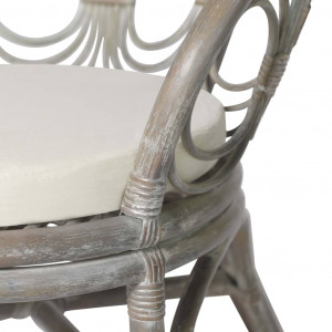 Scaun de sufragerie cu pernă, gri, ratan natural și in - Img 6