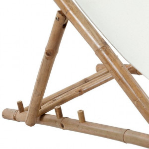 Scaun din lemn de bambus și pânză - Img 2