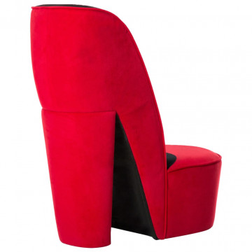 Scaun în formă de pantof cu toc, roșu, catifea - Img 3