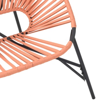 Scaun Ou de grădină Negru și Portocaliu Poly Rattan - Img 6