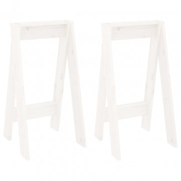 Scaune, 2 buc., alb, 40x40x75 cm, lemn masiv de pin - Img 2