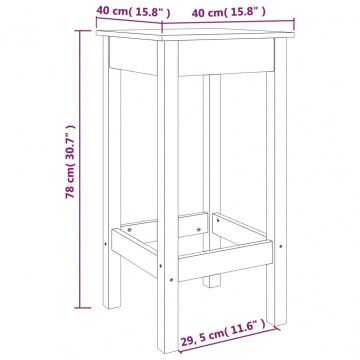 Scaune de bar, 2 buc., 40x40x78 cm, lemn masiv de pin - Img 5