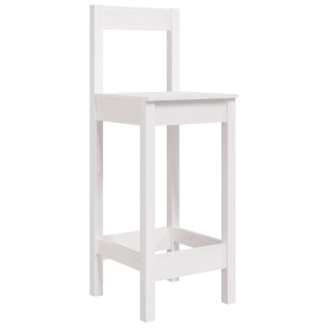 Scaune de bar, 2 buc., alb,40x41,5x112 cm, lemn masiv de pin - Img 3