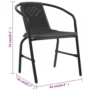 Scaune de grădină, 4 buc., ratan din plastic și oțel, 110 kg - Img 7