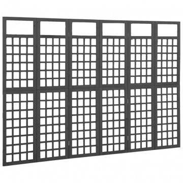 Separator cameră cu 6 panouri negru 242,5x180 cm nuiele lemn brad - Img 2