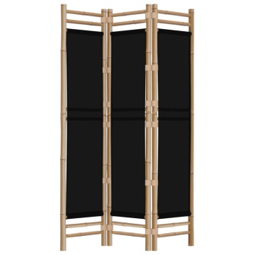 Separator de cameră pliabil cu 3 panouri 120 cm bambus și pânză - Img 2