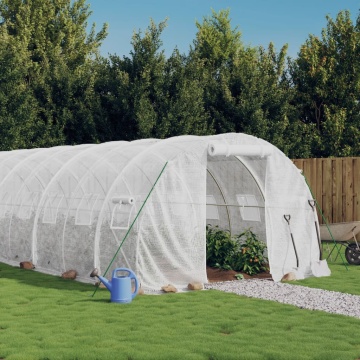 Seră cu cadru din oțel, alb, 24 m², 8x3x2 m - Img 1