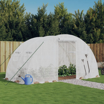 Seră cu cadru din oțel, alb, 8 m², 4x2x2 m - Img 1