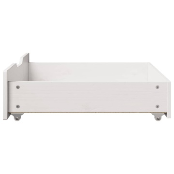 Sertare de pat, 2 buc., 75x55x16 cm, alb, lemn masiv de pin - Img 8