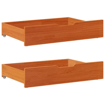 Sertare de pat 2 buc. 80x55x16 cm maro ceruit lemn masiv de pin - Img 1