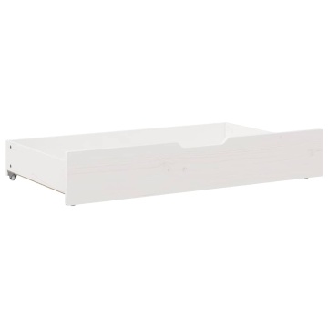 Sertare de pat, 2 buc., 90x55x16 cm, alb, lemn masiv de pin - Img 4