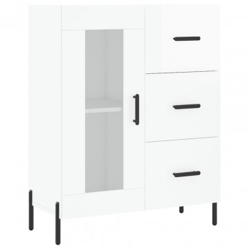 Servantă, alb extralucios, 69,5x34x90 cm, lemn compozit - Img 2