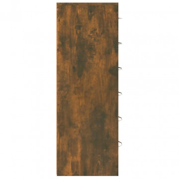 Servantă cu 6 sertare, stejar fumuriu, 50x34x96 cm, lemn - Img 5