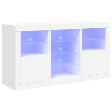 Servantă cu lumini LED, alb, 123x37x67 cm - Img 2