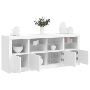 Servantă cu lumini LED, alb, 163x37x67 cm - Img 1