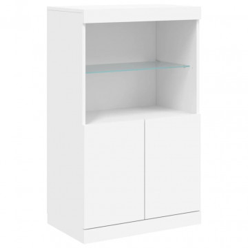 Servantă cu lumini LED, alb, 60,5x37x100 cm - Img 3