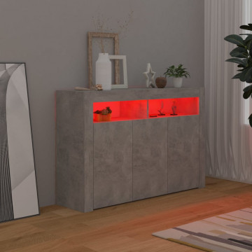 Servantă cu lumini LED,gri beton, 115,5x30x75 cm - Img 8
