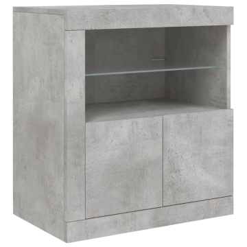 Servantă cu lumini LED, gri beton, 60,5x37x67 cm - Img 3
