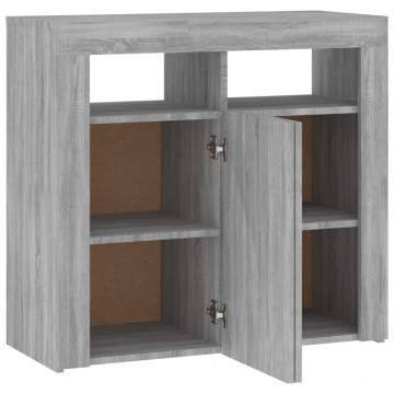 Servantă cu lumini LED, gri sonoma, 80x35x75 cm - Img 7