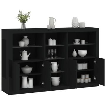 Servantă cu lumini LED, negru, 162x37x100 cm - Img 1
