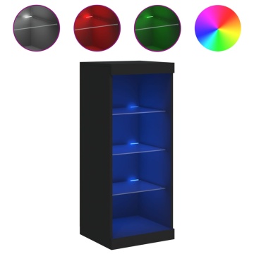 Servantă cu lumini LED, negru, 41x37x100 cm - Img 2