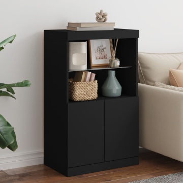 Servantă cu lumini LED, negru, 60,5x37x100 cm - Img 1