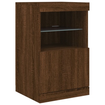 Servantă cu lumini LED, stejar maro, 41x37x67 cm - Img 3