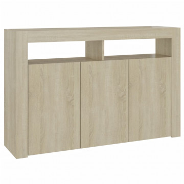 Servantă cu lumini LED, stejar Sonoma, 115,5x30x75 cm - Img 7