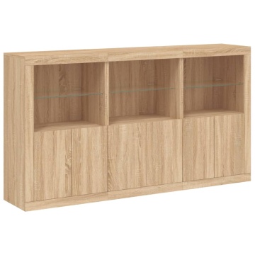 Servantă cu lumini LED, stejar sonoma, 181,5x37x100 cm - Img 3