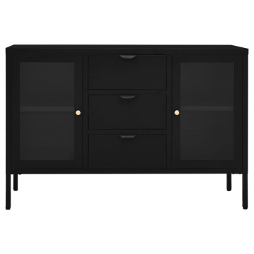 Servantă, negru, 105x35x70 cm, oțel și sticlă securizată - Img 3