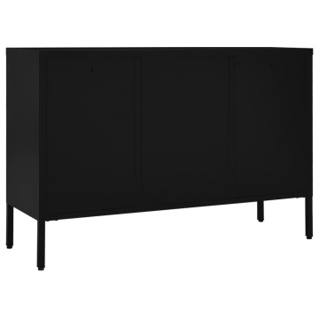 Servantă, negru, 105x35x70 cm, oțel și sticlă securizată - Img 8