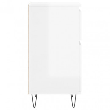 Servante, 2 buc., alb extralucios, 40x35x70 cm, lemn prelucrat - Img 7