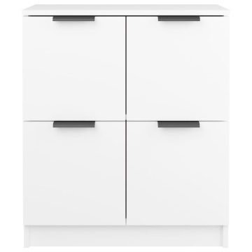 Servante, 2 piese, alb, 60x30x70 cm, lemn prelucrat - Img 4